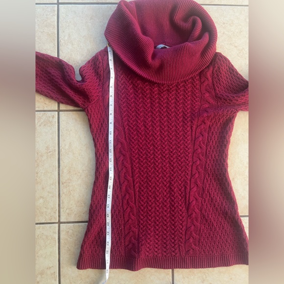Classiques Entier 100% Merino Wool Cable Knit Fisherman Maroon Sweater Women XS - Picture 6 of 6